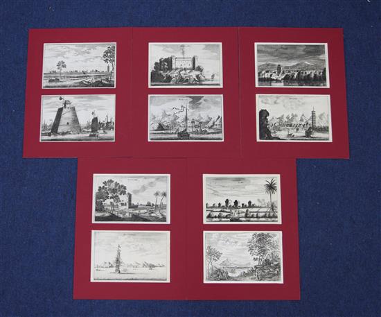 Sixty two engraved views of China by Michiel Cnobbert, Antwerp, c.1666, each view approx. 10.5 x 16cm